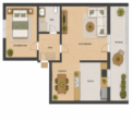 Grundriss - Renovierte Erdgeschosswohnung mit überdachter Terrasse und Garage